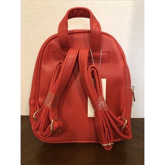 Christian Lacroix Backpack Red Pine Caviar Faux Leather 9” x 10” x 4” - Picture 3 of 7